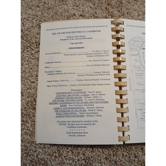 Delaware DAR Historical Cookbook – Rare Spiral-Bound Edition - Picture 3 of 6